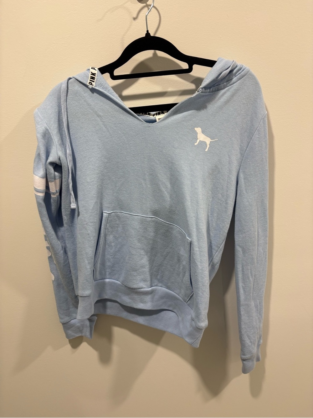 PINK Victoria's Secret Powder Blue V-Neck Hoodie Pullover